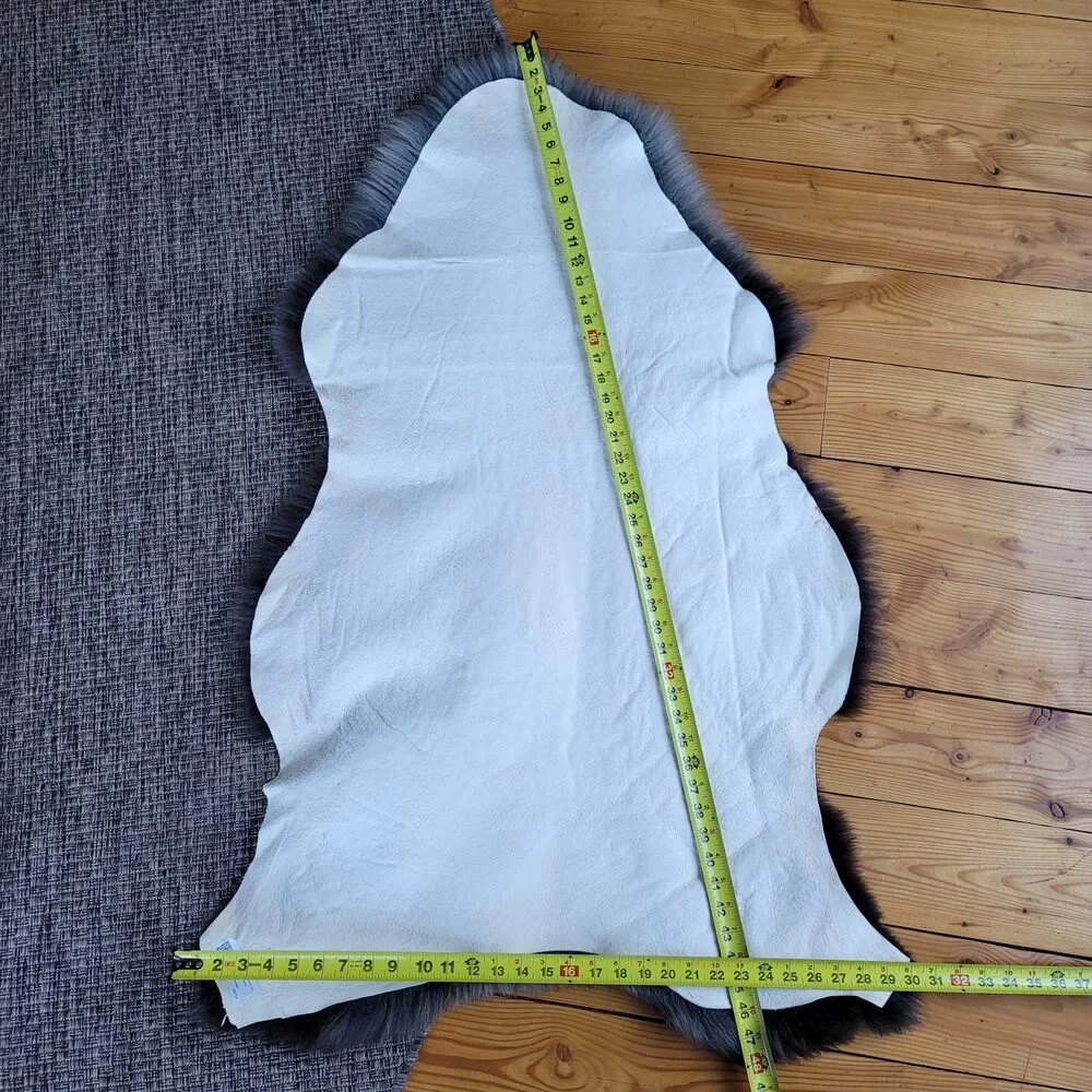 Genuine Swedish Sheepskin Rug Natural Steel Gray Rare Color Pelt Throw 48